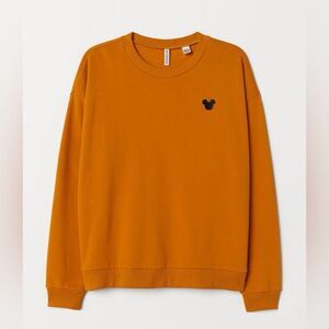 Mickey Mouse Logo Crewneck Sweatshirt Divided Mustard Yellow Size Small